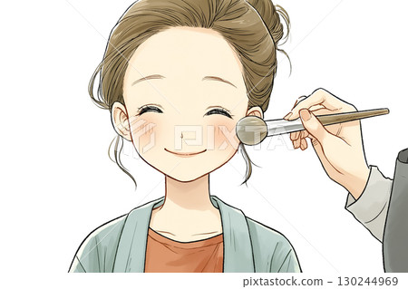 Miyu Series: A woman receiving picture book-style makeup 130244969