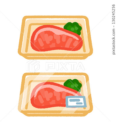 Beef steak meat in a tray 130245256