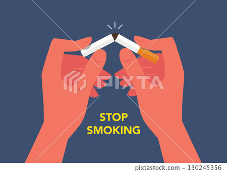 Stop smoking with human hands stock illustration 130245356