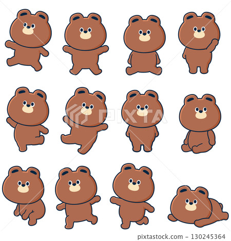 卡通_熊姿勢集_01 130245364