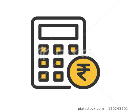 Calculator and money (rupee) icon vector material 130245391