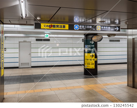 A sign warning of head-on collisions in the underground passage 130245542