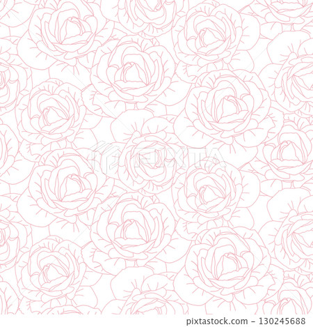 Pink roses floral seamless pattern for textile or wallpaper. Vector background. 130245688