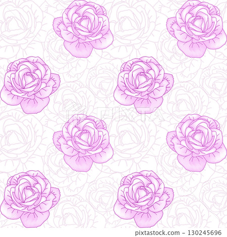 Pink roses floral seamless pattern for textile or wallpaper. Vector background 130245696