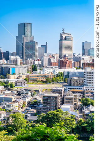 從仙台主神社愛宕神社的境內可以俯瞰仙台市中心的摩天大樓（信託大樓和 SS30）的全景。 130245742