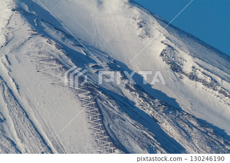 富士山山坡上呈現幾何圖案的健行路線 130246190