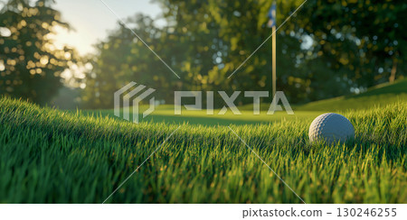 Golf ball in the sunlight 130246255