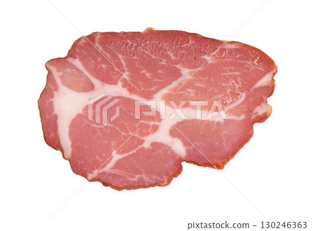 slice of pork neck cured isolated 130246363