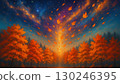 秋葉在太空中飛舞－夢幻般的秋日風景 130246395