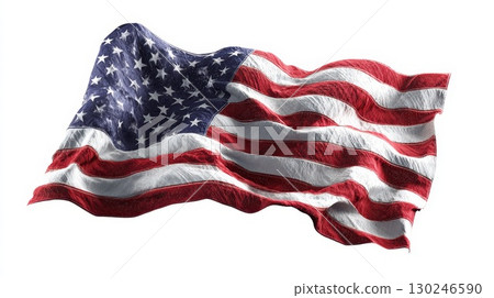 Grunge american flag waving on white background Grunge american flag waving on white background 130246590