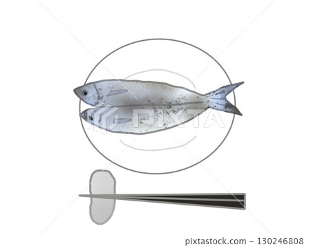 圖:白色盤子上放著烤魚,筷子上放著烤魚 圖:白色盤子上放著烤魚,筷子上放著烤魚 130246808