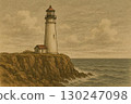 lighthouse sticking out into the sea 130247098