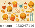 Hamburger, french fries and drink illustration 130247119