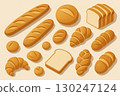 Bakery bread illustrations such as croissants and bread 130247124