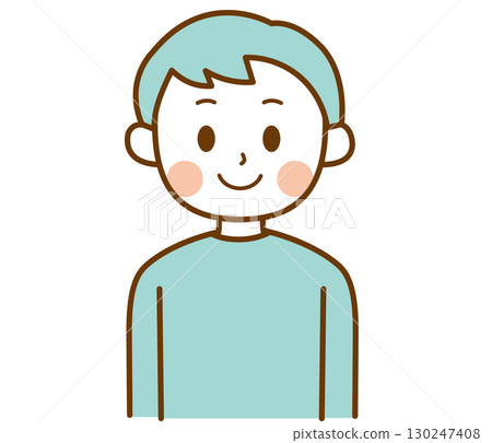 Illustration of a man smiling and facing forward 130247408