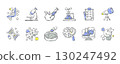 Science and Laboratory . Hand drawn icon cartoon illustration collection . Set 1 of 3 . Vector . 130247492