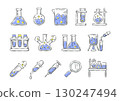 Science and Laboratory . Hand drawn icon cartoon illustration collection . Set 3 of 3 . Vector . 130247494