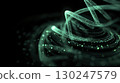 Digital representation of DNA helix with glowing green strands swirling dark space, symbolizing genetic research or biotechnology advancements, evoking sense of innovation and futuristic science 130247579