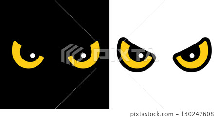 Halloween icon ghost spooky eye yellow cat eye vector doodle angry cartoon character logo symbol illustration design clip art isolated 130247608