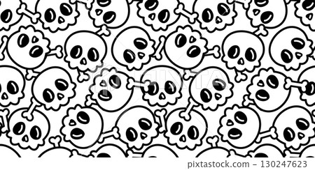 skull bone seamless pattern Halloween spooky ghost vector cartoon crossbones doodle tile background gift wrapping paper repeat wallpaper scarf isolated illustration design 130247623