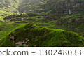 Lush green hills covered in grass at Gap of Dunloe, County Kerry, Ireland. 130248033