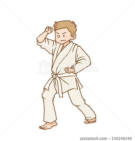 Illustration of a boy posing in karate Illustration of a boy posing in karate 130248240