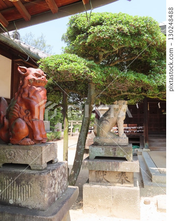 下井祗園神社是倉敷市的一座神社，約 250 年來一直被人們奉為保佑航海安全的神明，其獅子狗雕像 130248488