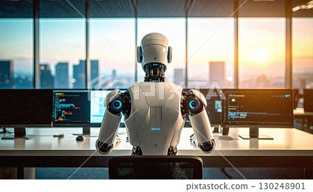 未來社會中機器人在職場的圖像 1 未來社會中機器人在職場的圖像 1 130248901