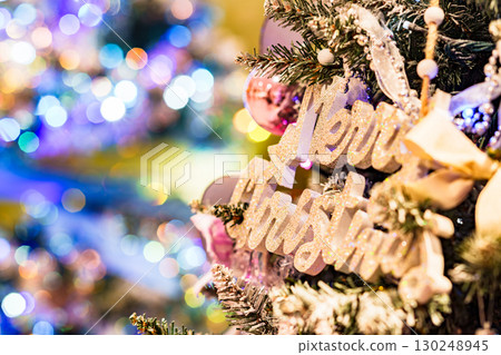 Christmas tree and illumination of Christmas decorations [ Image of the end of the year ] 130248945