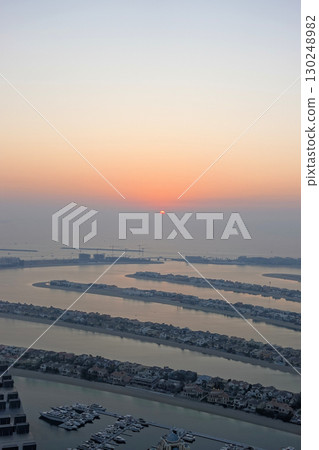 The view from the 54th floor of The Palm Tower, blue sky and sunset The view from the 54th floor of The Palm Tower, blue sky and sunset 130248982