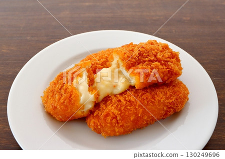 Creamy crab croquettes on the table background 130249696