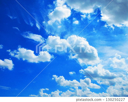A midsummer landscape of blue sky and clouds on a scorching hot day, photographed in 2025 130250227