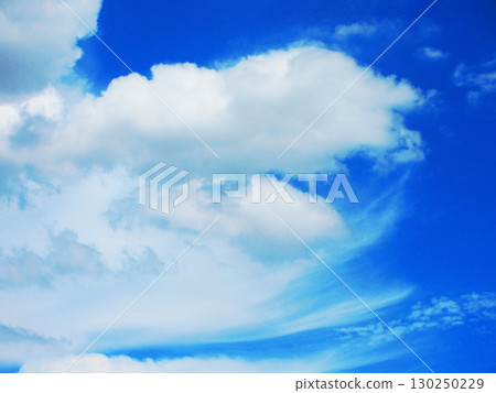 A midsummer landscape of blue sky and clouds on a scorching hot day, photographed in 2025 130250229