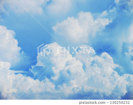 A midsummer landscape of blue sky and clouds on a scorching hot day, photographed in 2025 130250232