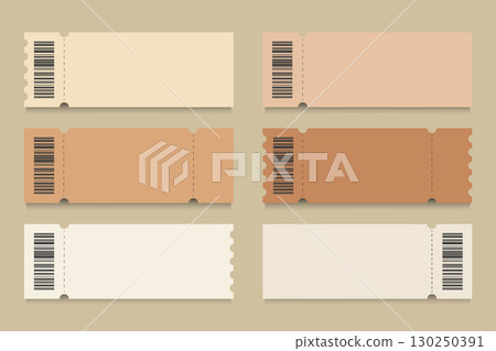 Ticket Template with Barcodes Vector Illustration. 130250391