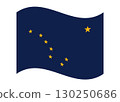 Wavy Flag of Alaska, isolated on transparent background. Civil and state flag of Alaska. Vector illustration 130250686