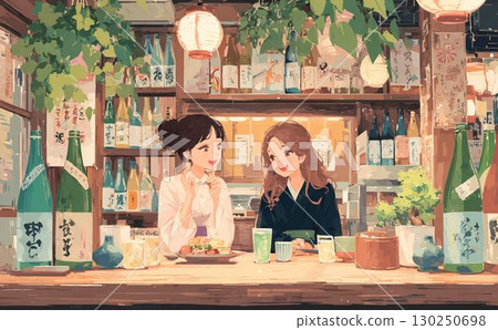 女生聚會喝酒動漫插畫013 130250698
