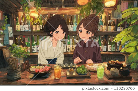 女生聚會喝酒動漫插畫015 130250700