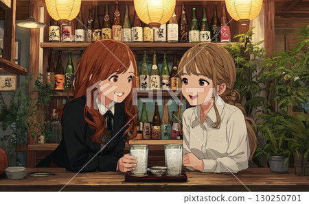 女生聚會喝酒動漫插畫016 130250701