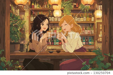 女生聚會喝酒動漫插畫019 130250704