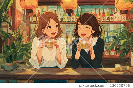 女生聚會喝酒動漫插畫021 130250706