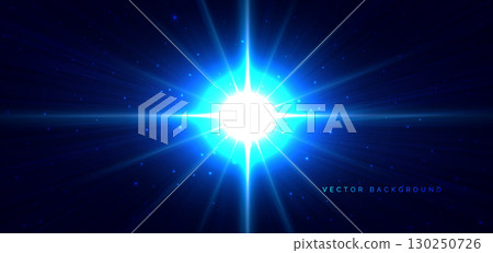 Blue glowing lighting effect radiant light on dark background. 130250726