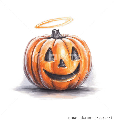 Pumpkin Angel Clipart with Halo Halloween Face Clean Transparent Background Flat Minimal Cute Spooky Pumpkin Angel Clipart with Halo Halloween Face Clean Transparent Background Flat Minimal Cute Spooky 130250861