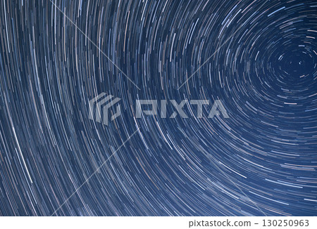 Amazing Night Dark Sky With Star Trails 130250963