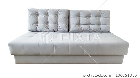 grey sofa with cushions, isolated on white background with clipping path grey sofa with cushions, isolated on white background with clipping path 130251319