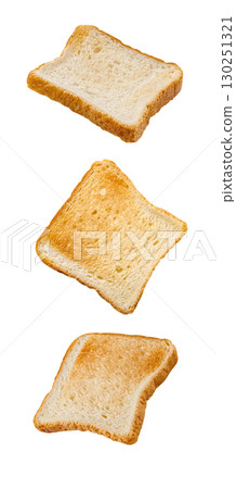set of falling soaring flying baked bread toasts, isolated on white background set of falling soaring flying baked bread toasts, isolated on white background 130251321