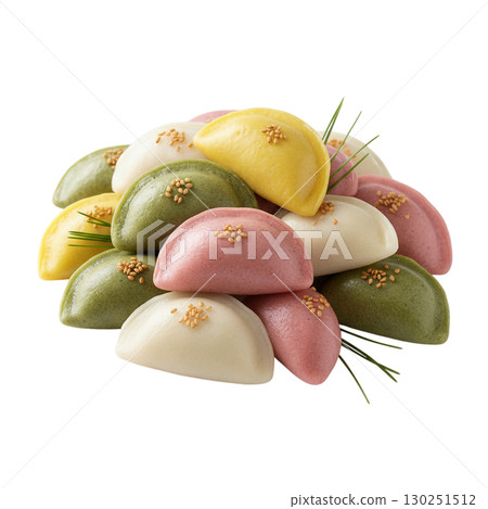 Colorful Korean Traditional Songpyeon Rice Cakes for Chuseok Holiday Celebration 130251512