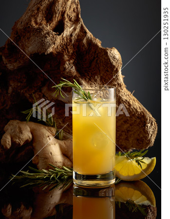 Homemade lemon and ginger organic drink. Homemade lemon and ginger organic drink. 130251935