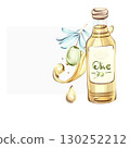 Exploring the Elegance of Olives and Olive Oil in Watercolor Illustrations of Italian Cuisine frame, border, arrangement 130252212