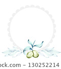 Olives and olive oil illustrated in watercolor showcasing the essence of Italian cuisine and nature's beauty frame, border, arrangement 130252214